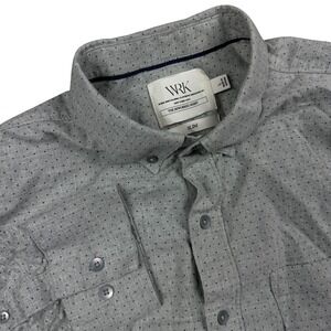 WRK Slim Fit Button Down Shirt Mens Large Grey Micro Dot Cotton Reworked Shirt